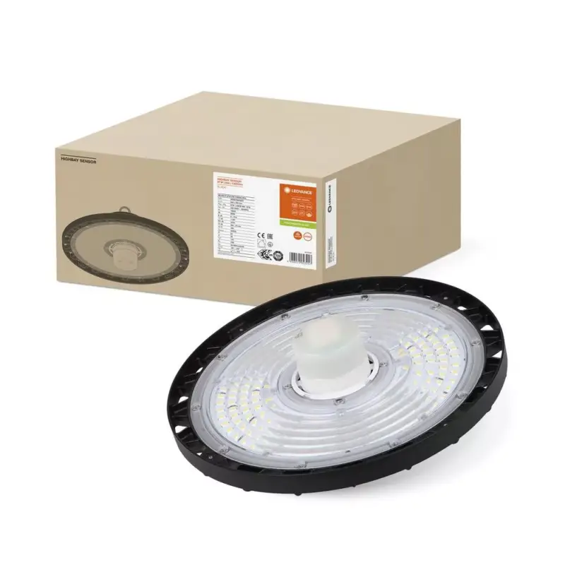 LED ipari lámpatest 87W 13000lm 4000K semleges fehér alkonyati mozgásérzékelővel fekete IP65 IK08 nagy öböl Gen 4 Ledvance Prémium