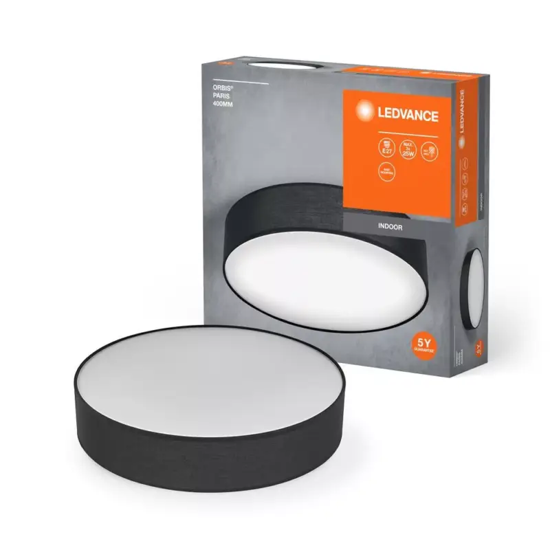 Mennyezeti lámpa, felületre szerelhető, E27, fekete, 40 cm, Orbis, Ledvance Outlet