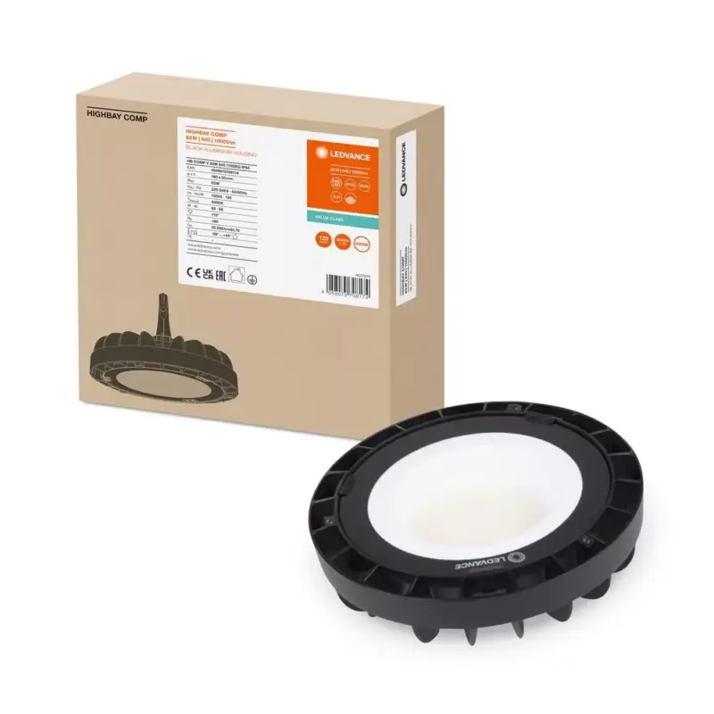 LED ipari lámpatest 83W 10000lm 4000K semleges fekete IP65 IK06 nagy öbölre szerelhető kompakt Ledvance Biztonságos vásárlás