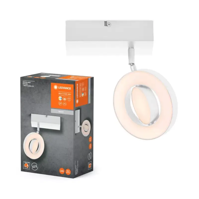 LED fali mennyezeti lámpa, felületre szerelhető, 11W, 340lm, CCT, dekoratív fehér spotlámpa, Saturn, Ledvance Ajánlat