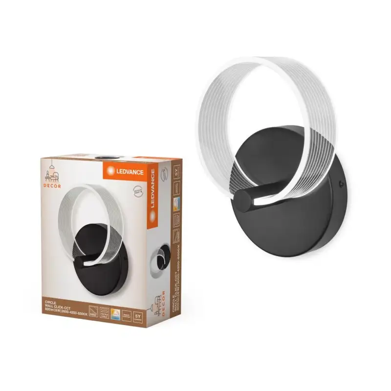 LED Fali Mennyezeti Lámpa Sconce Felületre Szerelt 8W 370lm CCT Dekoratív Fekete Kör Ledvance Korlátozott ajánlat