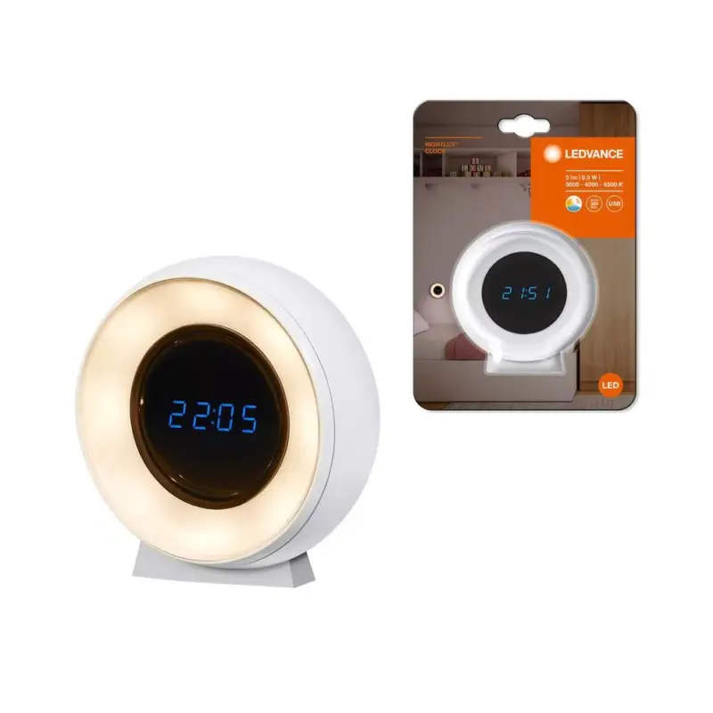 LED asztali óra, hordozható, 3000K - 6500K CCT, fehér, elemes, Nightlux Ledvance Azonnal elérhető