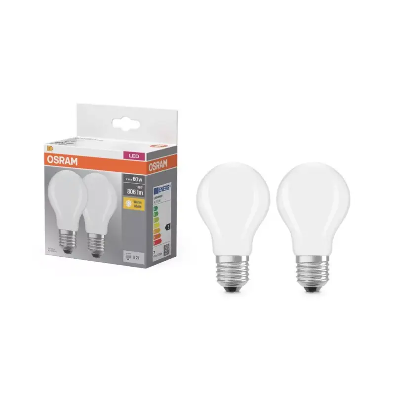 2x LED izzó A60 E27 6,5 W = 60 W 806 lm 2700 K Meleg 300°-os foglalat Osram Akciós ár