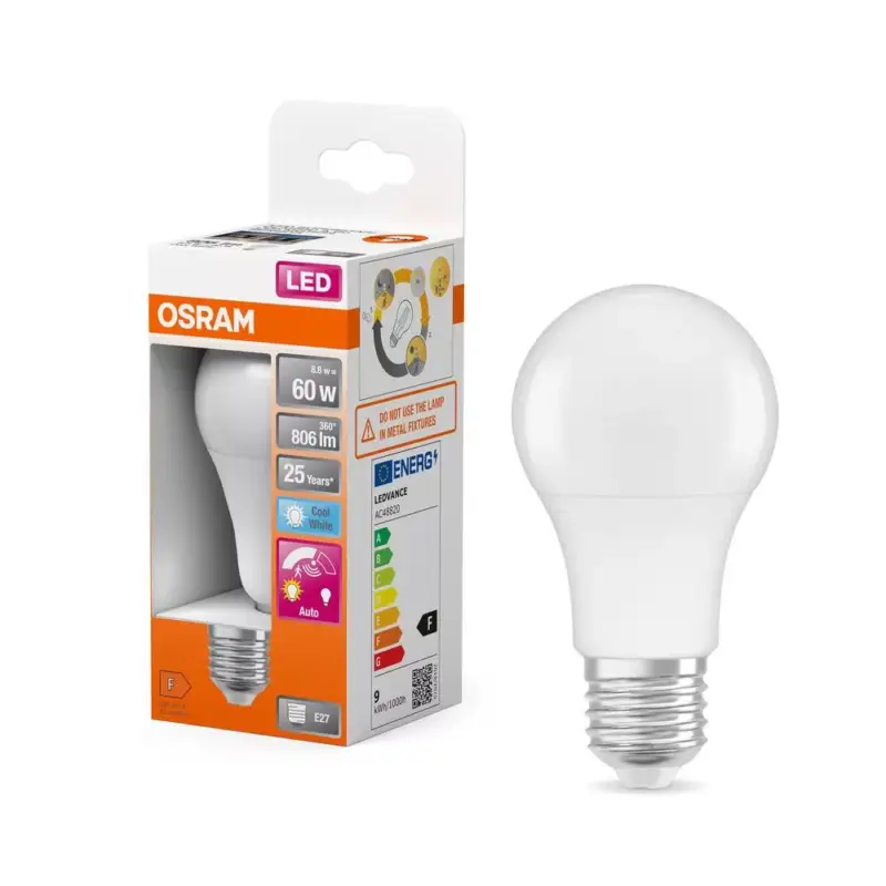 LED izzó A60 E27 8.8W = 60W 806lm 4000K Semleges 200° Mozgás- és alkonyérzékelővel CLASSIC Osram Legjobb ár