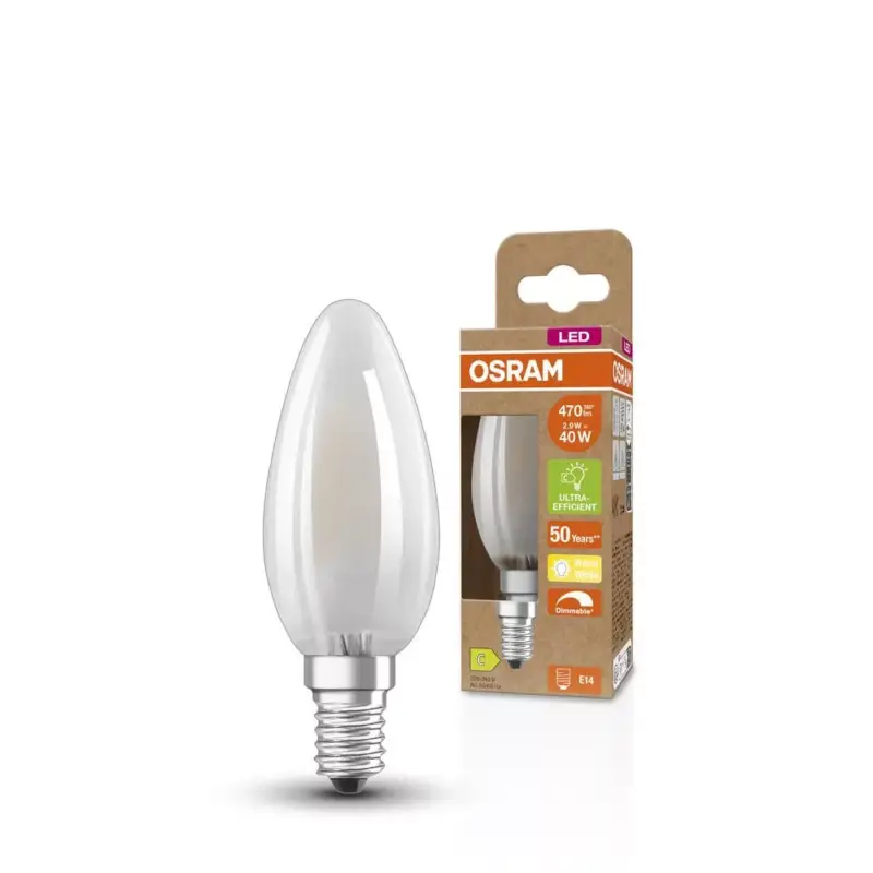 Gyors szállítás LED izzó B35 gyertya E14 2.9W = 40W 470lm 2700K Meleg 300° Szabályozható KLASSZIKUS ENERGIAHATÉKONYSÁG Osram