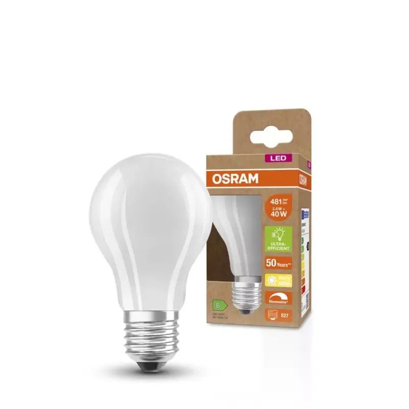 Ajánlat LED izzó A60 E27 2.6W = 40W 2700K 481lm Meleg 300° Szabályozható CLASSIC Osram