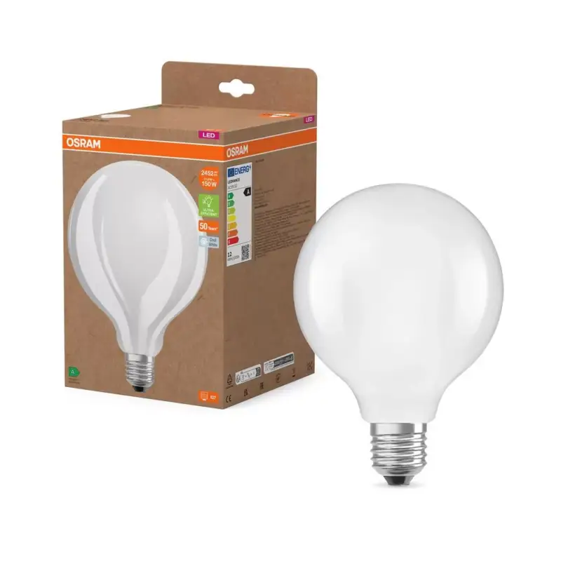 LED izzó G125 gömb alakú E27 11.6W = 150W 2452lm 4000K Semleges 330° Izzószálas CLASSIC ENERGY EFFICIENCY Osram Azonnal elérhető