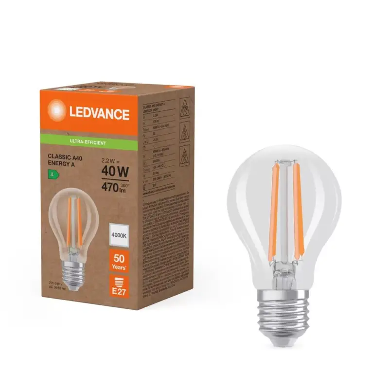 LED izzó E27 A60 2.2W = 40W 4000K 470lm Semleges 320° Ledvance Kedvezmény