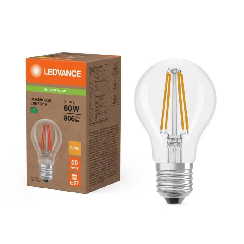 Újdonság LED izzó E27 A60 3.8W = 60W 806lm 2700K Meleg 300° Ledvance