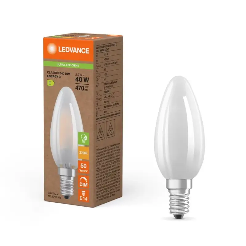 LED gyertyaizzó E14 B35 2.9W = 40W 470lm 2700K Meleg 300° Szabályozható Ledvance Utolsó esély