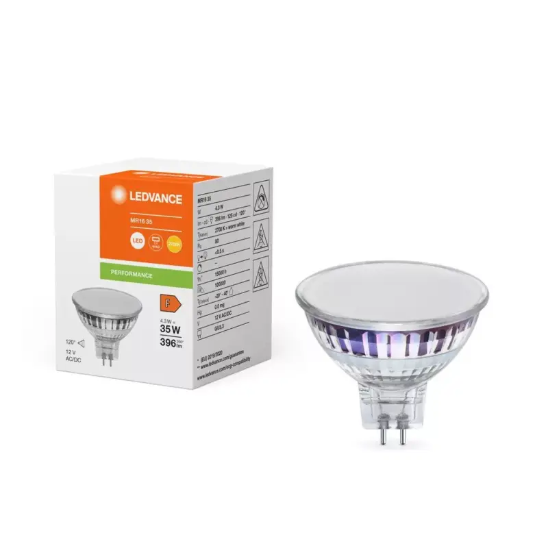 LED izzó reflektor GU5.3 MR16 4.3W = 35W 396lm 2700K Meleg 120° 12V Ledvance Akciós ár