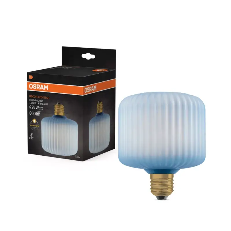 LED izzó E27 négyzet alakú 3,5 W 300 lm 2700 K meleg, dekoratív kék Osram Végkiárusítás