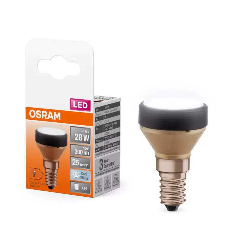 Kiárusítás LED izzó reflektor E14 3.5W = 28W 300lm 4000K semleges 100° szabályozható lapos lámpa Osram