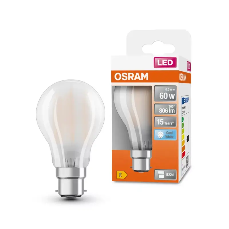 LED izzó A60 B22d 6.5W = 60W 806lm 4000K Semleges 300° Izzószálas Retrofit CLASSIC Osram Kedvezmény