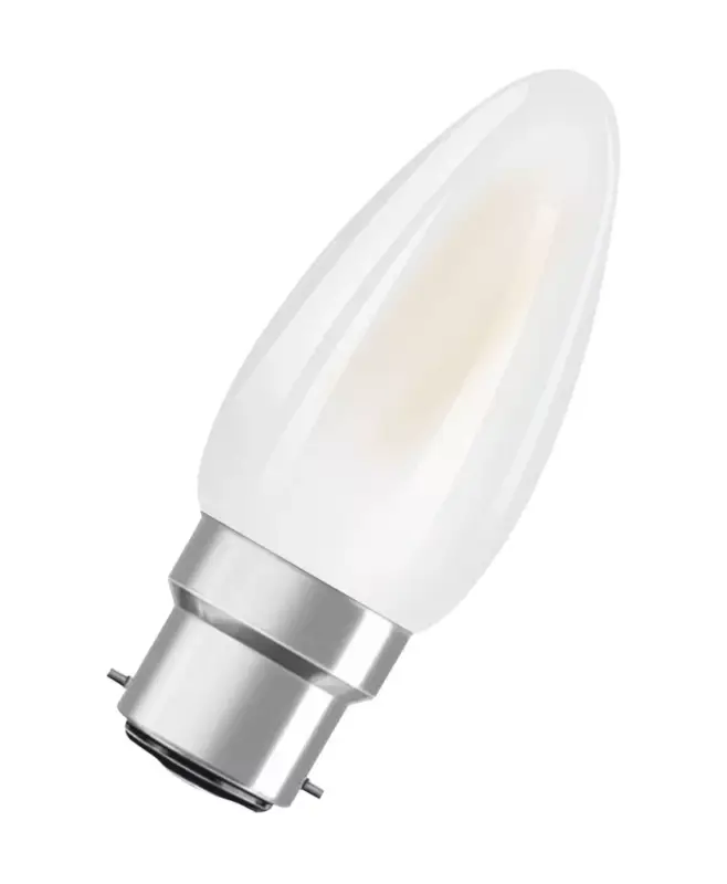 LED izzó B35 gyertya B22d 4W = 40W 470lm Meleg 2700K 300° Retrofit Filament CLASSIC Osram Végkiárusítás