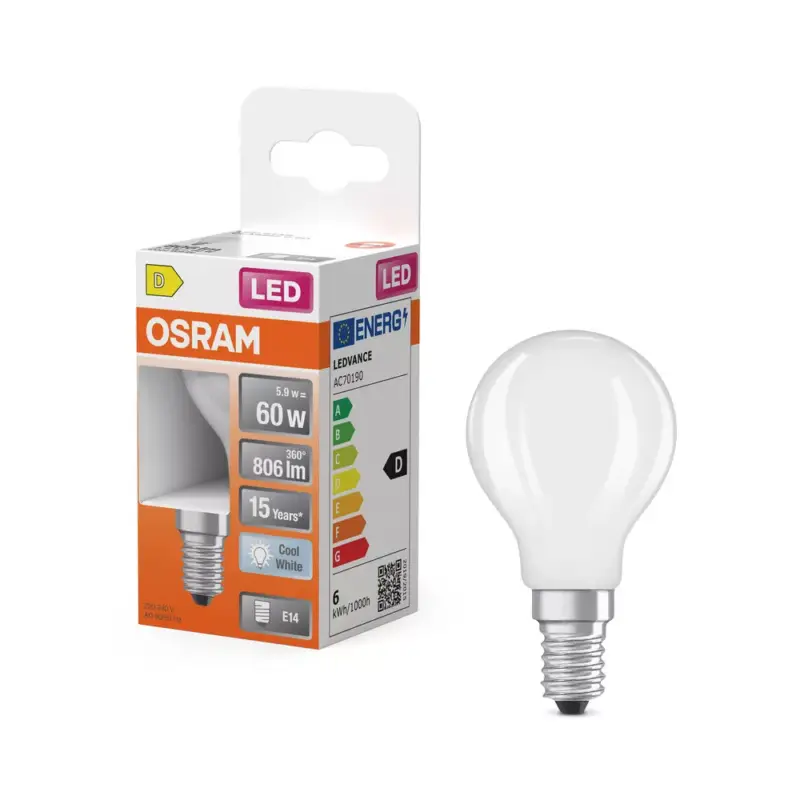 Olcsó LED izzó P45 gömb alakú E14 5.5W = 60W 806lm 4000K semleges 300° Retrofit Filament CLASSIC Osram