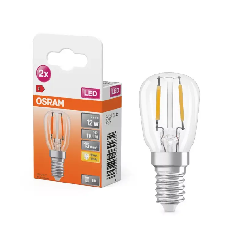 Kedvezmény 2x LED izzó T26 cső alakú E14 1.3W = 10W 110lm 2700K Meleg 300° SPECIAL Osram