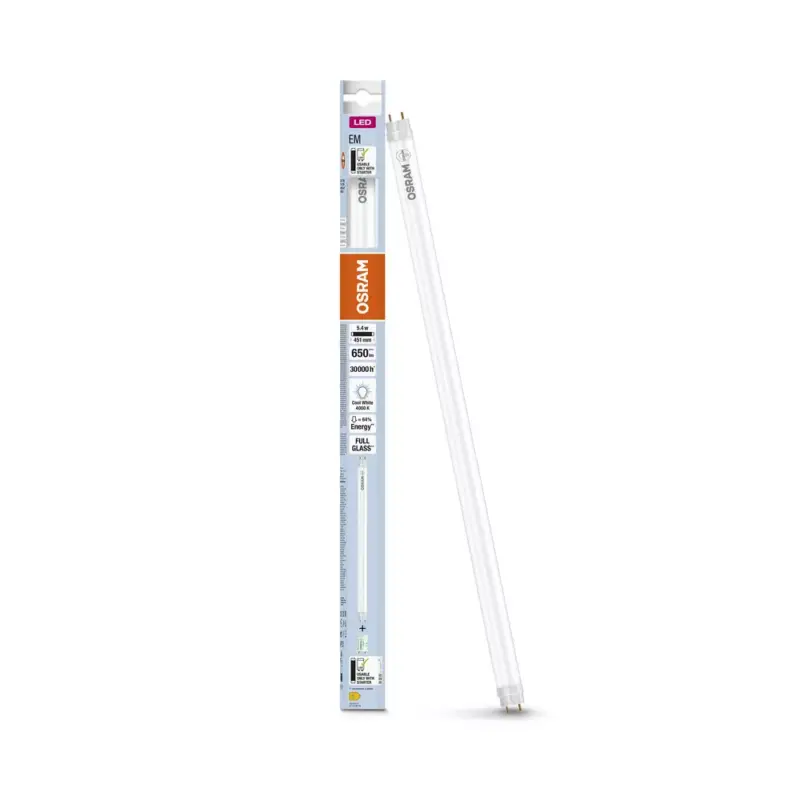 Expressz kézbesítés G13 T8 LED fénycső 5.4W = 15W 650lm 4000K Semleges 190° 45cm LED cső EM Osram