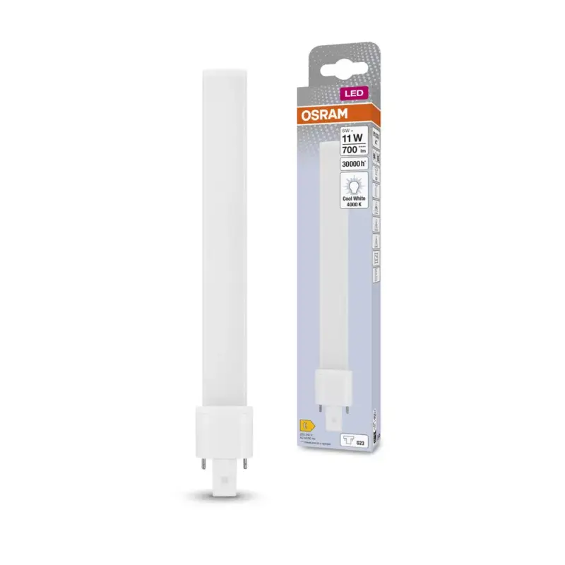 Kedvezményes ár LED fénycső, egyoldalas, G23, 6W = 11W, 700lm, 4000K, semleges, 120°, DULUX LED S EM és AC, Osram