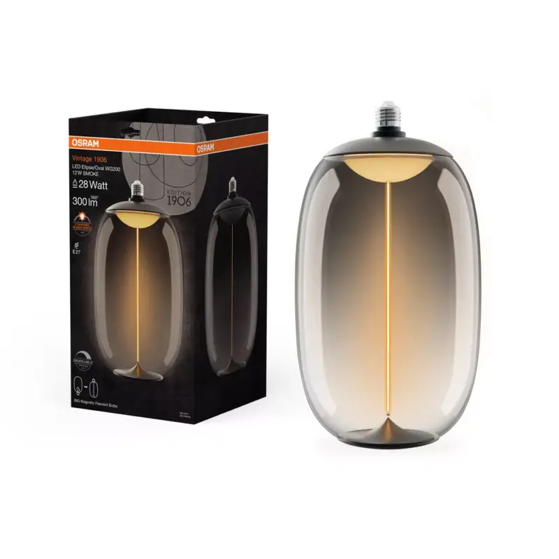 LED dekoratív izzó E27 12W = 28W 300lm 1800K Meleg 320° Füstölt Izzószálas Szabályozható Fényerő Vintage 1906 Osram Exkluzív ajánlat