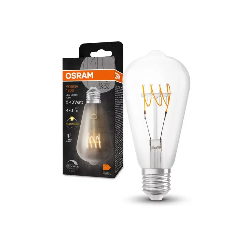 LED dekoratív izzó ST64 Edison E27 4.8W = 40W 470lm 2700K Meleg 320° Izzószálas, szabályozható fényerővel Vintage 1906 Osram Kiárusítás