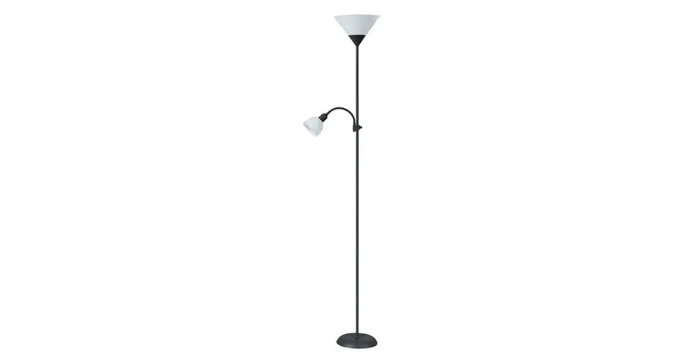 Biztonságos fizetés Rábalux Action hagyományos megjelenésű fekete-fehér állólámpa olvasókarral E27 100W+E14 25W 4062