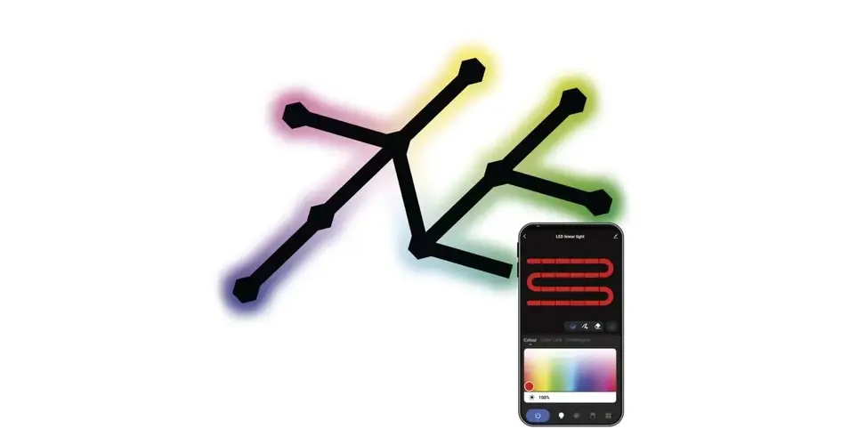 Emos GoSmart LED lámpatest Lines fekete 9 részből álló 34W RGBIC dimmelhető, WiFi ZIW269R Szuper ajánlat