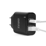 Delight hálózati adapter gyorstöltéssel fekete USB + Type-C PD20W 55047BK Korlátozott ajánlat