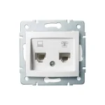 Kanlux DOMO UTP RJ45 Cat 6+RJ11 telefon csatlakozóaljzat keret nélkül fehér 24758 Kiárusítás