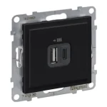 Olcsóbb Legrand Suno 2xUSB A+C alj, 3A-15W 3000 mA keret nélkül, fekete 721430