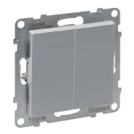 Árengedmény Legrand Suno 105 csillárkapcsoló 10AX, keret nélkül aluminium 721305