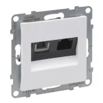 Legrand Suno fehér RJ 11 telefon + RJ 45 Cat.6 UTP csatlakozóaljzat, keret nélkül 721160 Szuper ajánlat