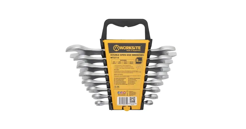 Vedd meg online WORKSITE WT2714 mindkét végén nyitott villáskulcs készlet, 8db, Cr-V acél, praktikus tároló WT2714